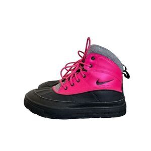 Nike Youth Pink Black Gray Woodside 2 High ACG Leather Snow Boots Size 5Y